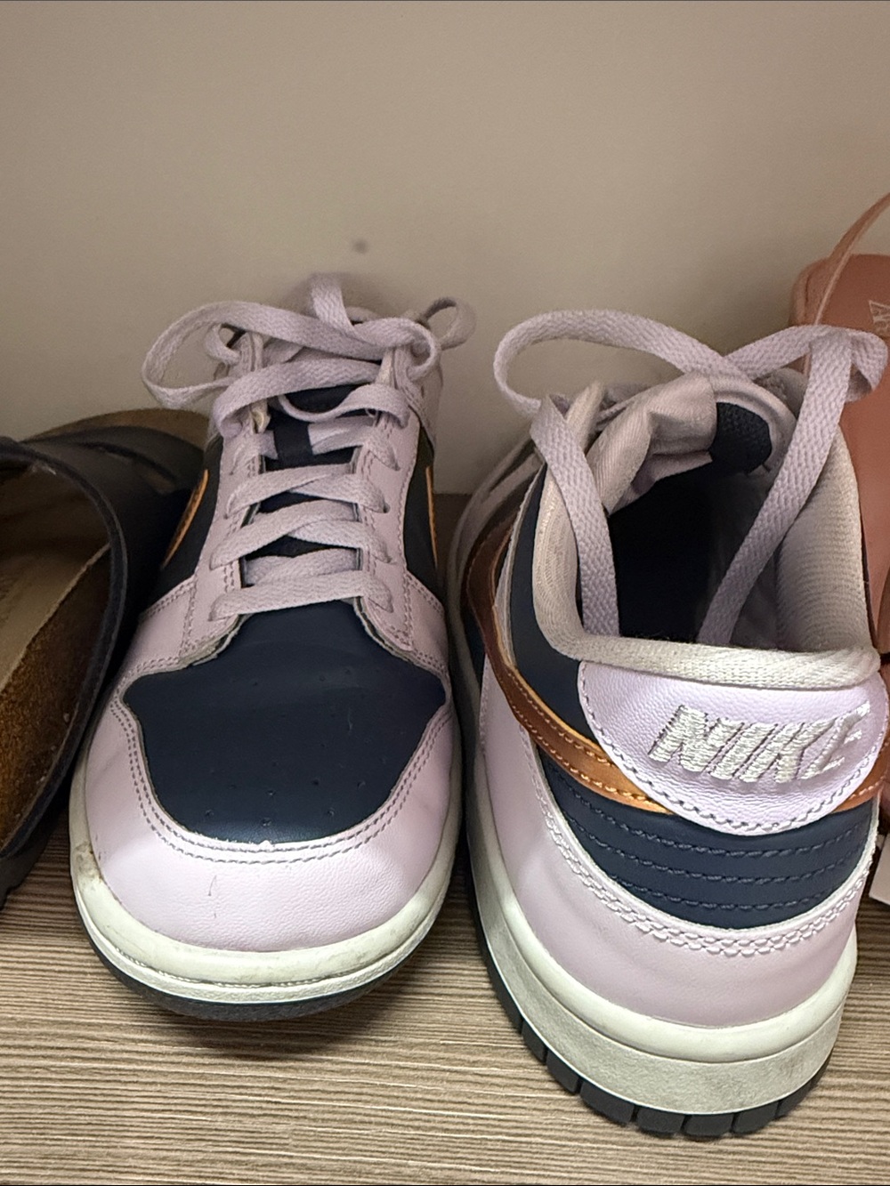 Nike Women’s Low-Top Sneakers in Light Pink, Navy & Metallic Copper
